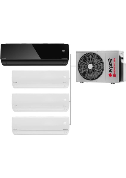 Karma Multi Sistem Duvar Tipi 4+1 Inverter 12 Btu (Siyah) 9+9+9 Btu (Beyaz) - 24000 Btu Dış Ünite