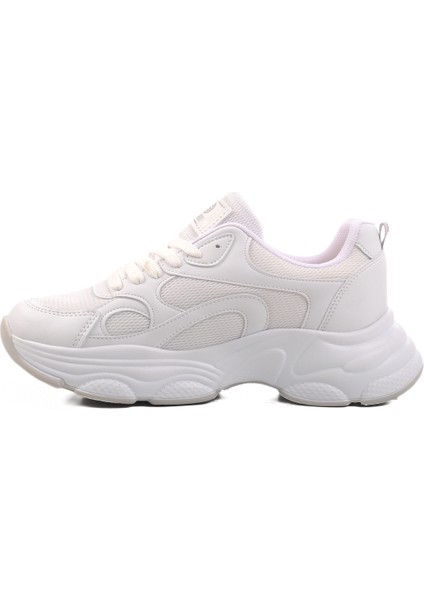 Beyaz Fileli Kadın Spor Ayakkabı Sneaker