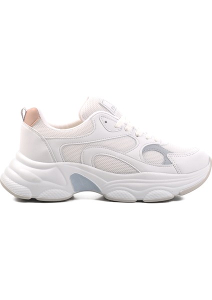 Beyaz Mavi Fileli Kadın Spor Ayakkabı Sneaker