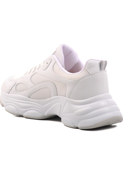 Beyaz Fileli Kadın Spor Ayakkabı Sneaker