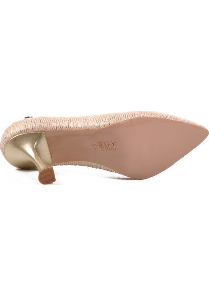 Altın Ince Topuklu Kadın Abiye Ayakkabı indirimleri