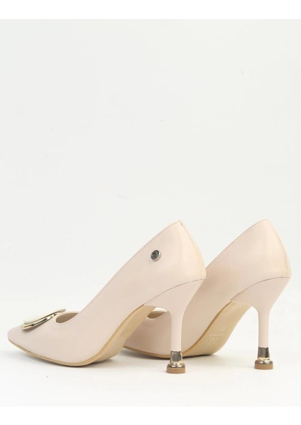 Krem Ince Topuklu Kadın Abiye Ayakkabı modelleri