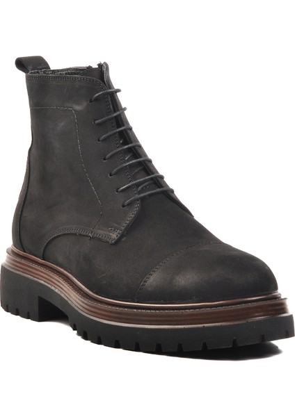 Siyah Nubuk Deri Düz Erkek Bot modelleri