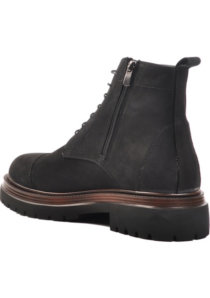 Siyah Nubuk Deri Düz Erkek Bot fırsatları
