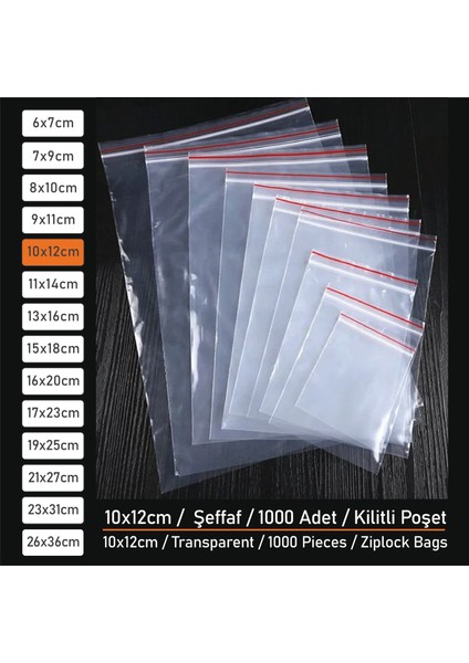 Şeffaf Kilitli Poşet Torba 10X12CM 1000 Adet.