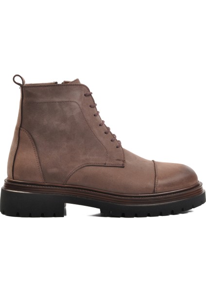 Vizon Nubuk Deri Düz Erkek Bot