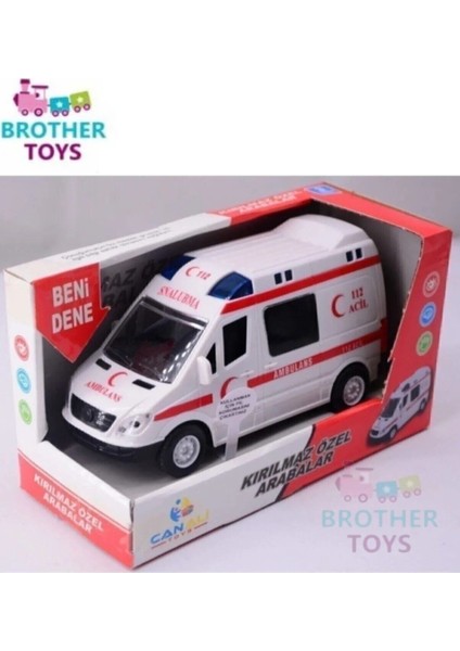 Pilli 112 Ambulans ve Sürtmeli Korumalı Polis Arabası Müzikli Işıklı Oyuncak 2li Set