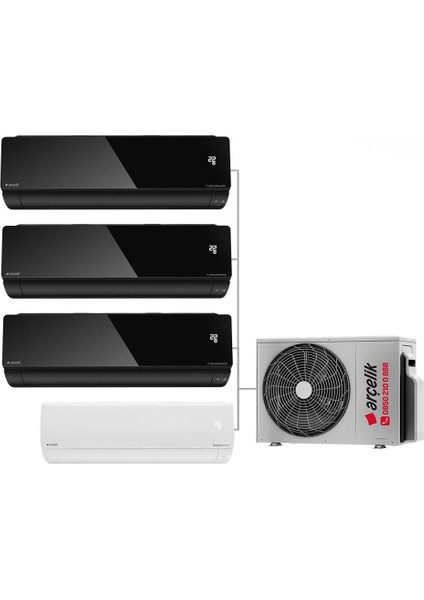 Karma Multi Sistem Duvar Tipi 4+1 Inverter 9+9+9 Btu (Siyah) 12 Btu (Beyaz) - 30000 Btu Dış Ünite