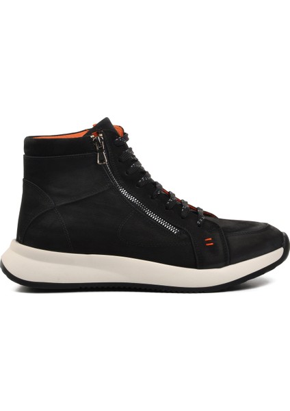 Siyah Nubuk Deri Sneaker Erkek Bot