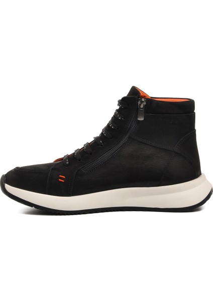 Siyah Nubuk Deri Sneaker Erkek Bot