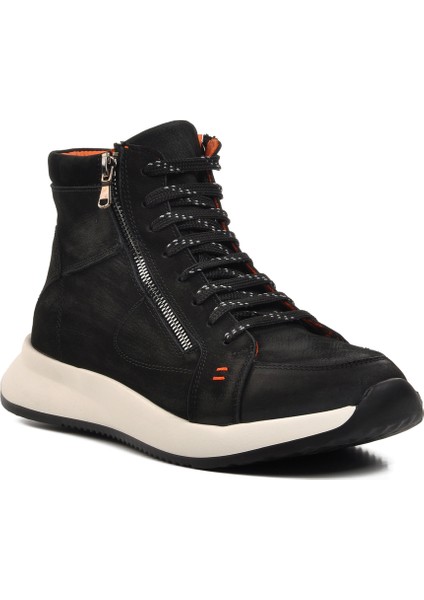 Siyah Nubuk Deri Sneaker Erkek Bot