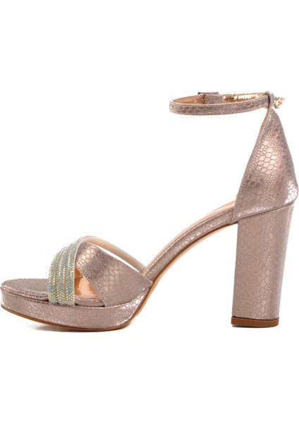 Pembe Rose Platform Topuk Kadın Topuklu Abiye Ayakkabı