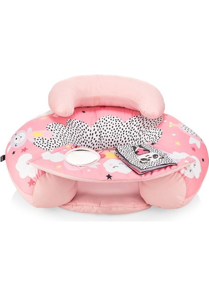 Bebek Oturma Minderi - Dreamy Cat Desenli - Polyester Kumaşlı - Pembe fırsatları