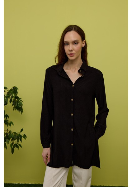 Kadın Siyah Uzun Kollu Gömlek Tunik fiyatları