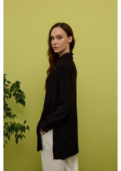 Kadın Siyah Uzun Kollu Gömlek Tunik modelleri