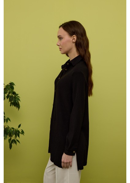 Kadın Siyah Uzun Kollu Gömlek Tunik indirimleri