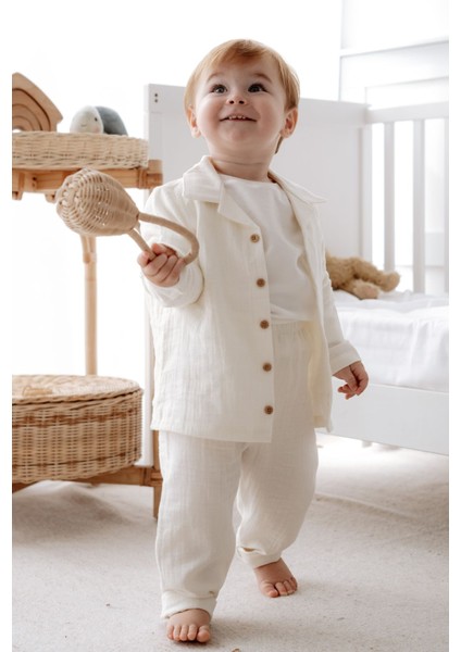 %100 Pamuk Müslin Bohem Gömlekli Takım 1-5 Yaş