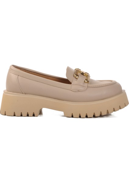 Bej Kadın Loafer Ayakkabı