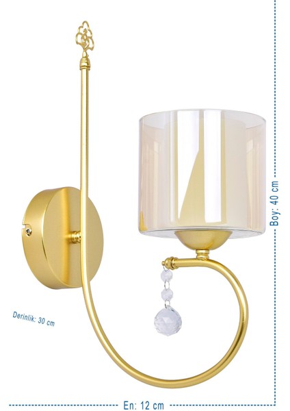 Mihrimah Lüx Çift Camlı Aplik (Gold)