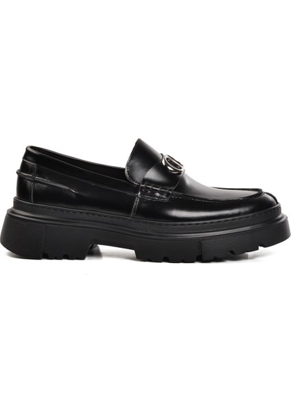 Siyah Açma Erkek Loafer Ayakkabı Premium