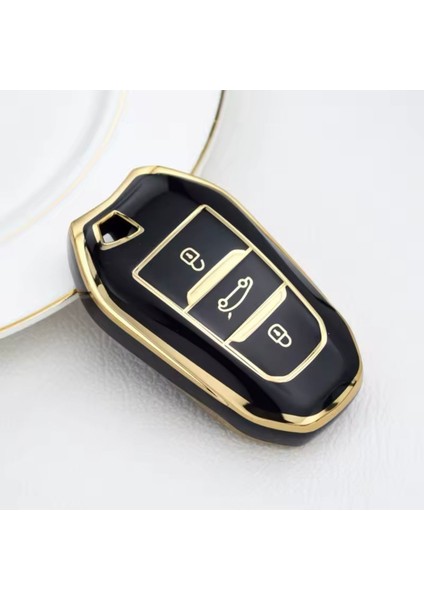 Citroen C4 Sustasız Anahtar Kılıfı Siyah-Gold