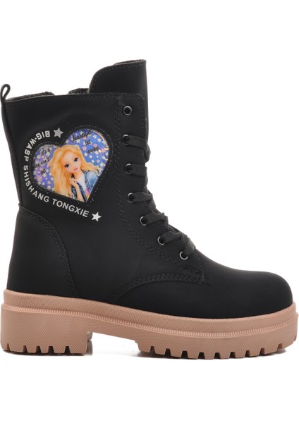 Siyah Somon Içi Kürklü Kız Çocuk Bot