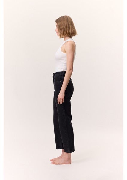 Yüksek Bel Straıght Fıt Jean Siyah fırsatları