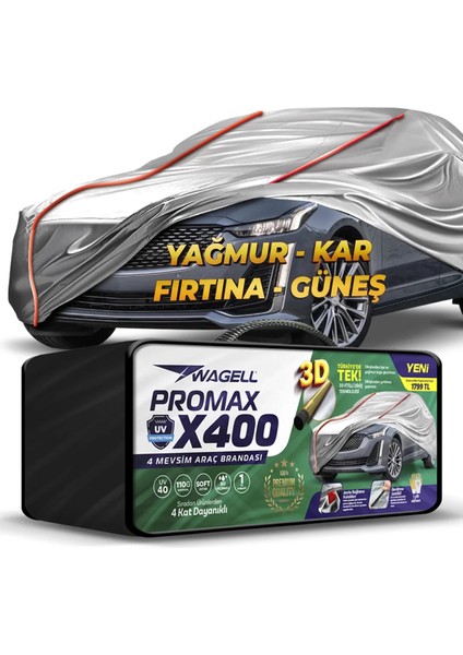 Fiat Egea Sedan Uyumlu Promax X400 Miflonlu Araba Brandası - Oto Çadır Örtü