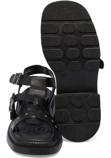 Siyah Hakiki Deri Kadın Sandalet - K24Y1SN67156-A23 fırsatları