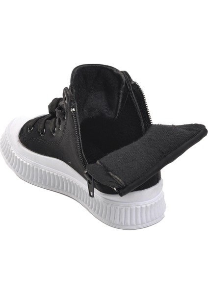 Siyah Beyaz Içi Polarlı Unisex Çocuk Bot