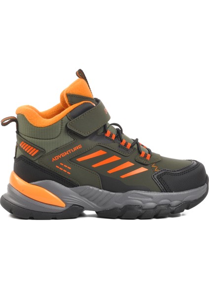 Haki Yeşil Turuncu Polyester Karışımlı Çocuk Trekking Ve Outdoor Bot