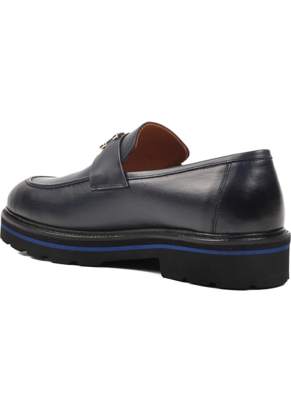 Lacivert Deri Erkek Loafer Ayakkabı Premium
