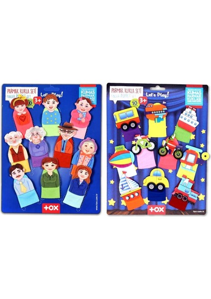 2 Set - 20 Parça Tox Taşıtlar ve Aile Bireyleri Parmak Kukla T752 T181