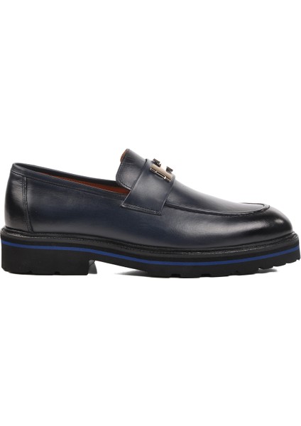 Lacivert Deri Erkek Loafer Ayakkabı Premium