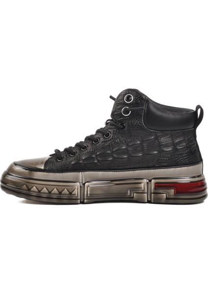Siyah Deri Bilek Boy Erkek Sneaker fiyatları