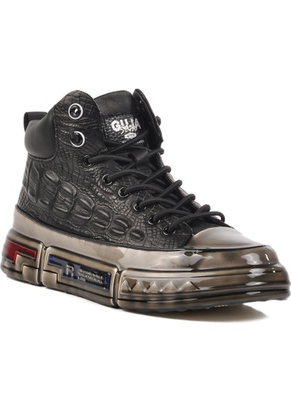 Siyah Deri Bilek Boy Erkek Sneaker modelleri