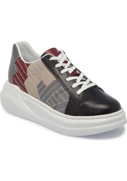 Siyah Hakiki Deri Kadın Sneaker - K24I1AY67306-A23