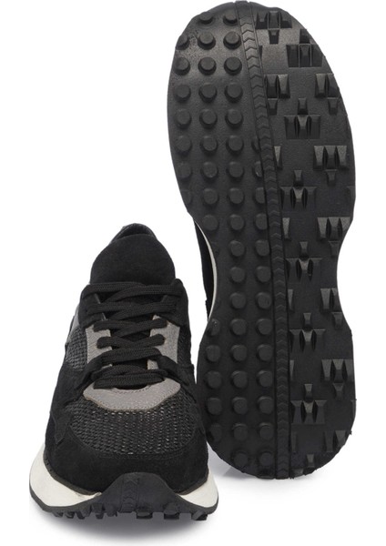 Siyah Hakiki Süet Deri Erkek Sneaker - E24I1AY56714-A01