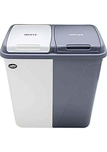 İki Bölmeli Renkli Çamaşır Sepeti, 90 Lt, Beyaz-Gri, Plastik, Pratik ve Hafif Tasarım modelleri