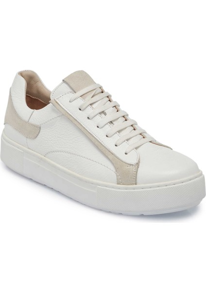 Beyaz Hakiki Deri Kadın Sneaker - K24I1AY67101-B69