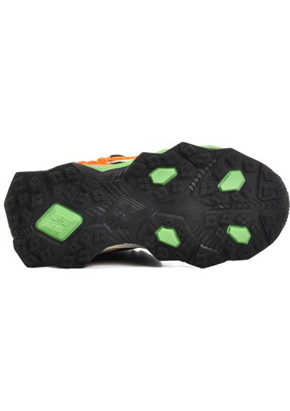 Siyah Turuncu Polyester Karışımlı Çocuk Spor Ayakkabı