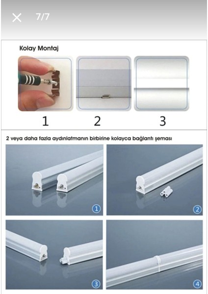 Mutfak Dolabı LED Aydınlatma Açma Kapama Anahtarlı 120 cm - Beyaz