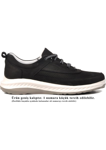 Siyah Nubuk Deri Erkek Sneaker Ayakkabı