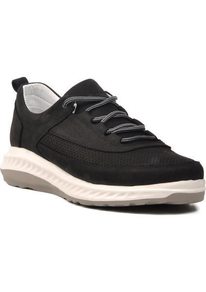 Siyah Nubuk Deri Erkek Sneaker Ayakkabı