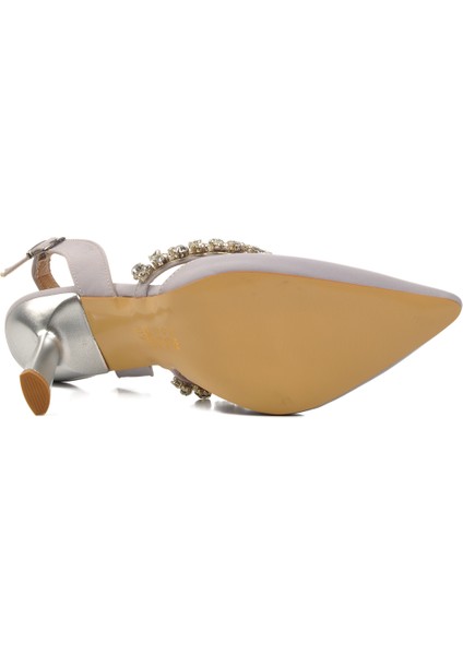 Gümüş Gri Saten Kadın Abiye Ayakkabı indirimleri