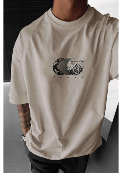 Erkek Taş Earth Oversize Fit Bol Geniş Kalıp Salaş Kesim T-Shirt
