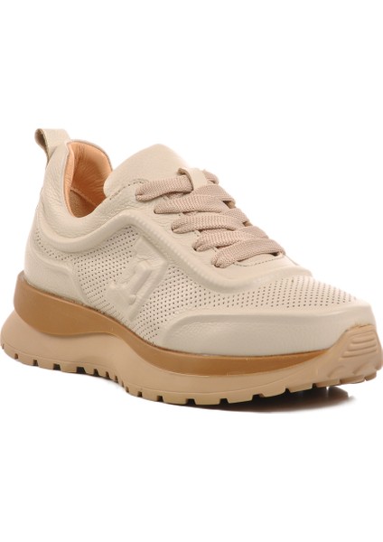 Bej Deri Kadın Spor Ayakkabı Sneaker modelleri