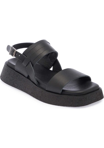 Siyah Hakiki Deri Kadın Sandalet - K24Y1SN67260-A23