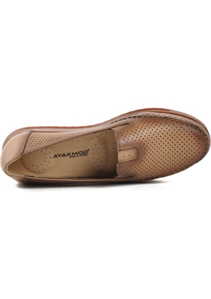 Krem Deri Ortopedik Kadın Düz Rahat Günlük Ayakkabı indirimleri