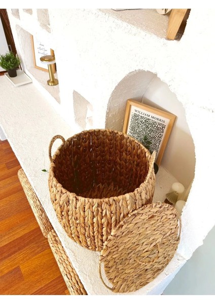 Şık kahverengi örgü hasır çamaşır sepeti ve saksılık 37x41x47 cm fırsatları